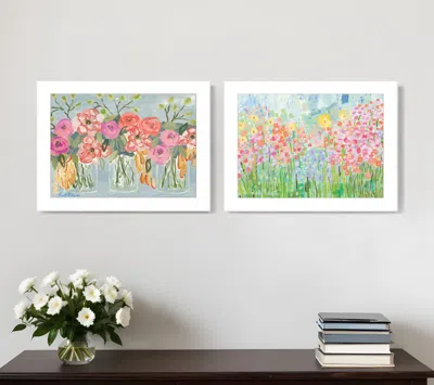Homezia Set Of Two Garden Flowers Ii 1 White Framed Print Wall Art