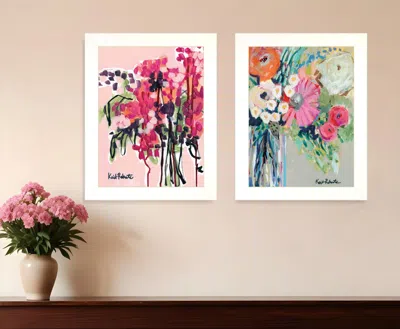 Homezia Set Of Two Garden Flowers White Framed Print Wall Art In Multi