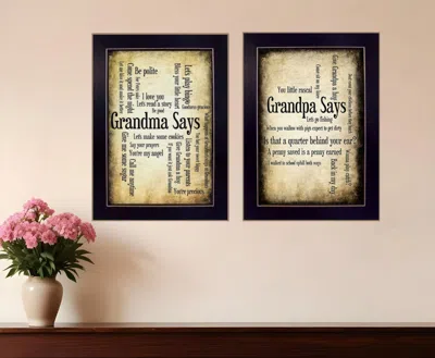 Homezia Set Of Two Grandparents Black Framed Print Wall Art