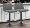 Homezia Set Of Two Gray And Black Fabric And Metal Low Back Adjustable Height Bar Chairs