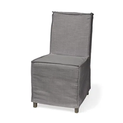 Homezia Set Of Two Gray And Brown Slipcovered Wood Parsons Chairs