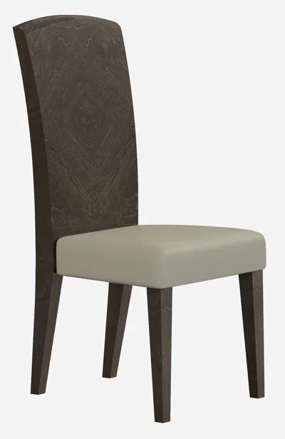 Homezia Set Of Two Gray And Espresso Upholstered Dining Side Chairs