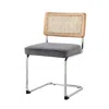 Homezia Set Of Two Gray And Silver Upholstered Velvet Dining Side Chairs