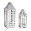 Homezia Set Of Two Gray Flameless Lantern Candle Holders