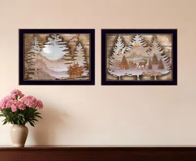 Homezia Set Of Two Great Outdoors 3 Black Framed Print Wall Art In Multi