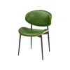 Homezia Set Of Two Green And Black Upholstered Faux Leather Curved Back Dining Side Chairs