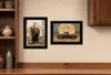 Homezia Set Of Two Harvest Moon With A Black Cat And Truck 2 Black Framed Print Kitchen Wall Art