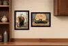 Homezia Set Of Two Harvest Moon With A Black Cat And Truck 3 Black Framed Print Kitchen Wall Art