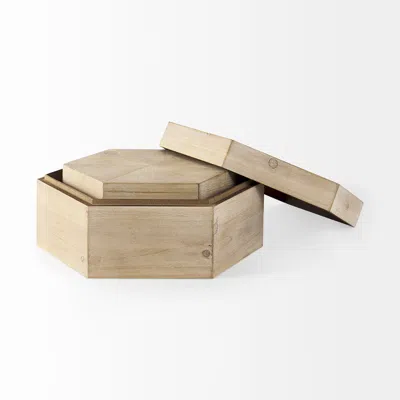 Homezia Set Of Two Hexagonal Wooden Boxes