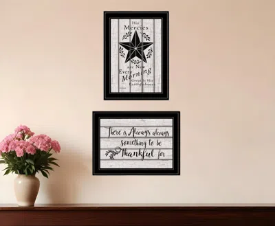 Homezia Set Of Two His Mercies And Thankful 2 Black Framed Print Wall Art