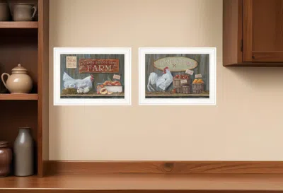 Homezia Set Of Two Home Grown 1 White Framed Print Wall Art