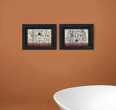 Homezia Set Of Two Hot Bath 1 Black Framed Print Bathroom Wall Art