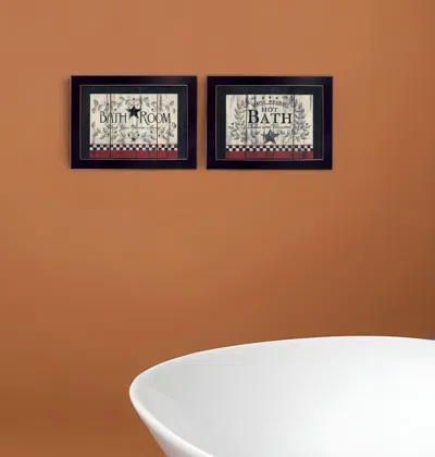 Homezia Set Of Two Hot Bath 2 Black Framed Print Bathroom Wall Art