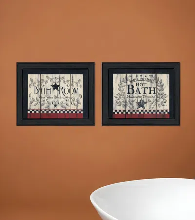 Homezia Set Of Two Hot Bath 7 Black Framed Print Bathroom Wall Art