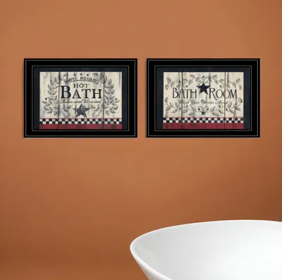 Homezia Set Of Two Hot Bath 8 Black Framed Print Bathroom Wall Art