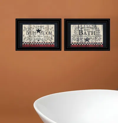 Homezia Set Of Two Hot Bath Black Framed Print Bathroom Wall Art