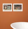 Homezia Set Of Two Hot Bath Or Clean Towels 1 White Framed Print Bathroom Wall Art