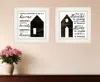Homezia Set Of Two House Or Blessing White Framed Print Wall Art