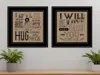 Homezia Set Of Two Hugs Or Forever 2 Black Framed Print Wall Art