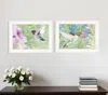 Homezia Set Of Two Humming Bird 1 And 2 White Framed Print Wall Art