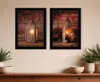 Homezia Set Of Two Innkeepers Lantern 2 Black Framed Print Wall Art
