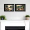 Homezia Set Of Two Lakefront Camping 2 Black Framed Print Wall Art