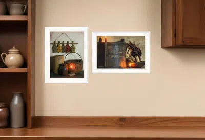 Homezia Set Of Two Let Your Light Shine 1 White Framed Print Wall Art In Multi
