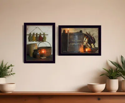 Homezia Set Of Two Let Your Light Shine 3 Black Framed Print Wall Art