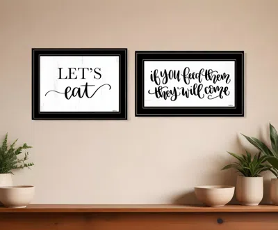 Homezia Set Of Two Lets Eat Or Feed Them 2 Black Framed Print Kitchen Wall Art