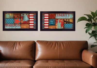 Homezia Set Of Two Liberty And Freedom Black Framed Print Wall Art In Multi