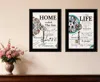 Homezia Set Of Two Life Or Home 2 Black Framed Print Wall Art