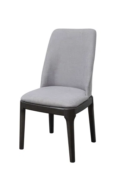 Homezia Set Of Two Light Gray And Gray Upholstered Linen Dining Side Chairs