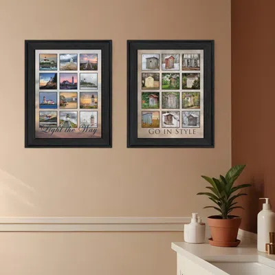 Homezia Set Of Two Light Your Way Black Framed Print Wall Art