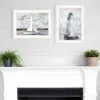 Homezia Set Of Two Lighthouse Sailboat 1 White Framed Print Wall Art