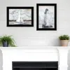 Homezia Set Of Two Lighthouse Sailboat 2 Black Framed Print Wall Art