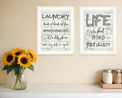 Homezia Set Of Two Loads Of Fun 1 White Framed Print Bathroom Wall Art
