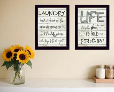Homezia Set Of Two Loads Of Fun 3 Black Framed Print Bathroom Wall Art