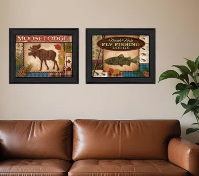 Homezia Set Of Two Lodge I Black Framed Print Wall Art In Multi