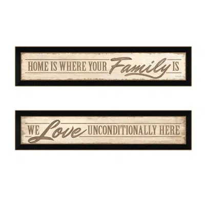 Homezia Set Of Two Love Family And Friends Black Framed Print Wall Art