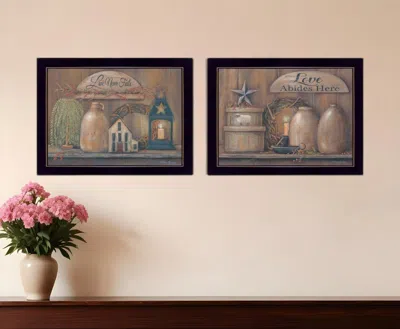 Homezia Set Of Two Love Never Fails 3 Black Framed Print Wall Art In Multi
