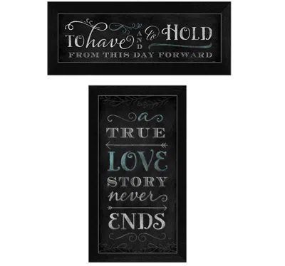 Homezia Set Of Two Love Story Black Framed Print Wall Art