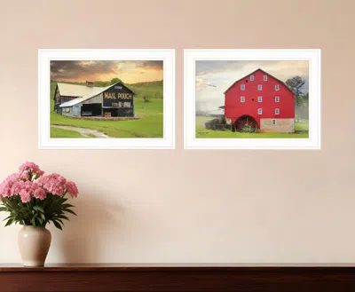Homezia Set Of Two Mail Pouch Barn And Mill 1 White Framed Print Wall Art