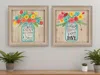 Homezia Set Of Two Mason Jar Floral Happiness At Home Brown Framed Print Wall Art