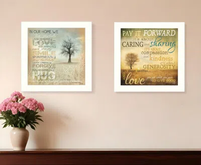Homezia Set Of Two Meaning 1 White Framed Print Wall Art In Brown