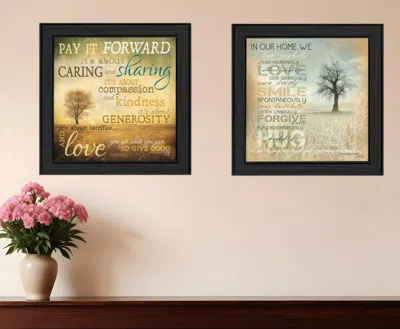 Homezia Set Of Two Meaning 2 Black Framed Print Wall Art In Multi