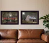 Homezia Set Of Two Midnight Moon Black Framed Print Wall Art