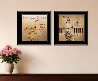 Homezia Set Of Two Music 2 Black Framed Print Wall Art