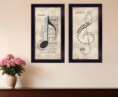 Homezia Set Of Two Musical Notes Black Framed Print Wall Art