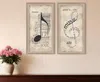Homezia Set Of Two Musical Notesbrown Framed Print Wall Art
