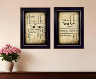 Homezia Set Of Two Nana Or Papa Black Framed Print Wall Art